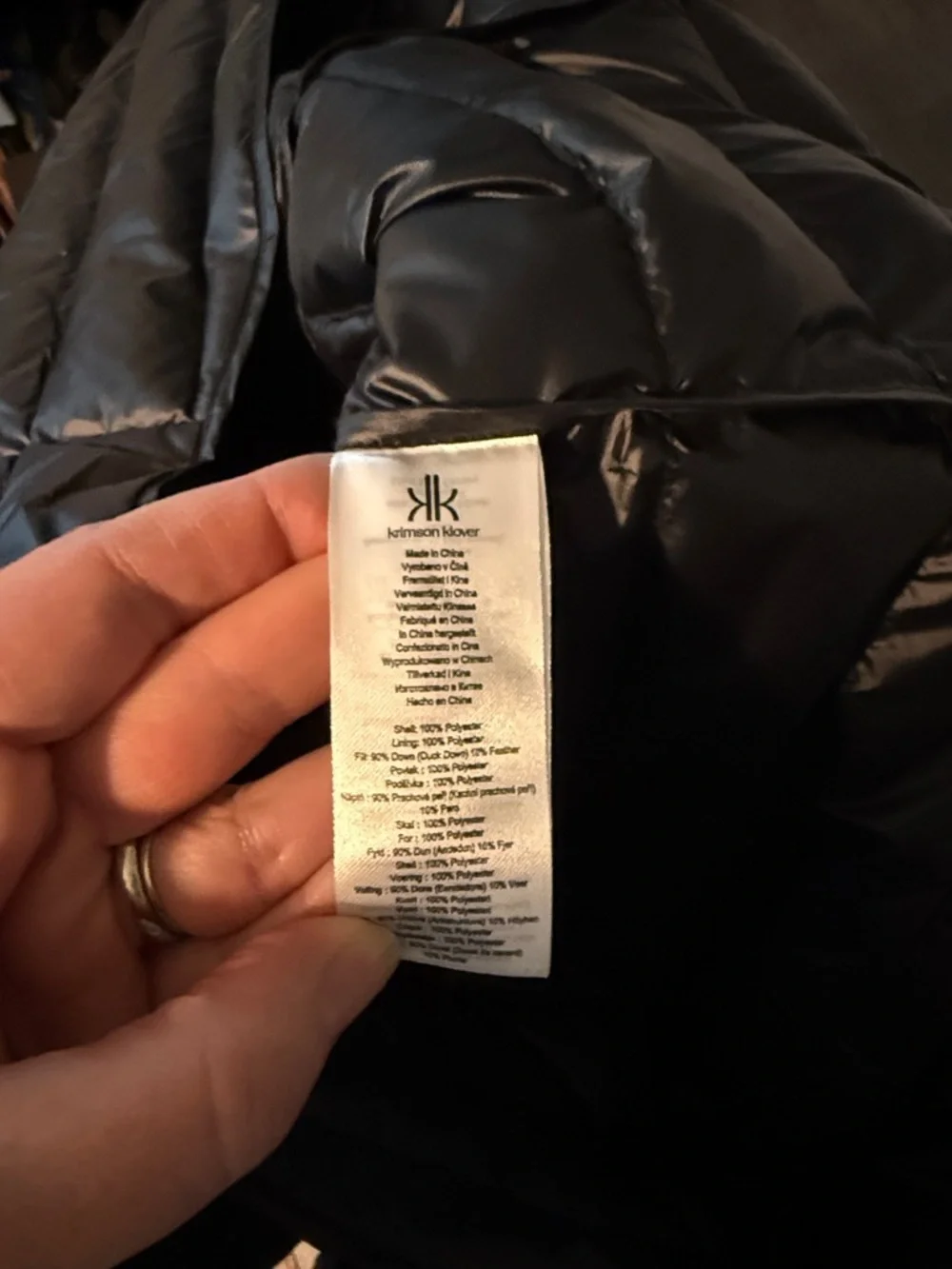 Krimson Klover Black Annie Long Shacket Duck Down Blend Size Medium NWT